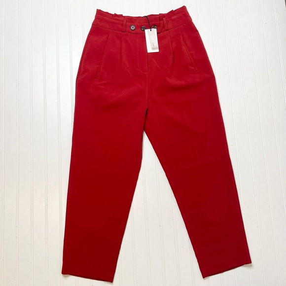 a loves a Brick Red Paperbag Cropped Pants - Picture 2 of 7